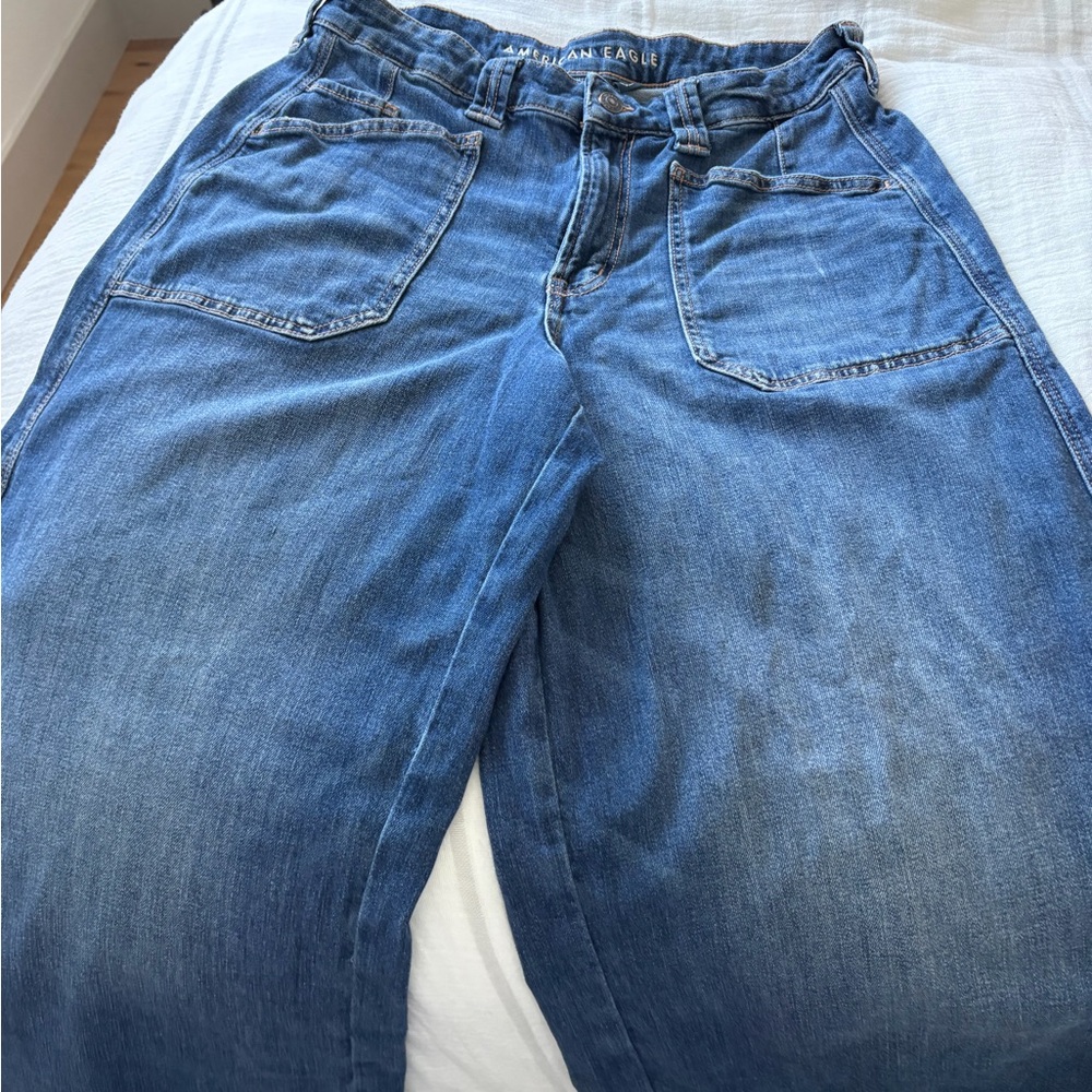 American Eagle Outfitters Baggy Blue Denim Wide Leg Denim